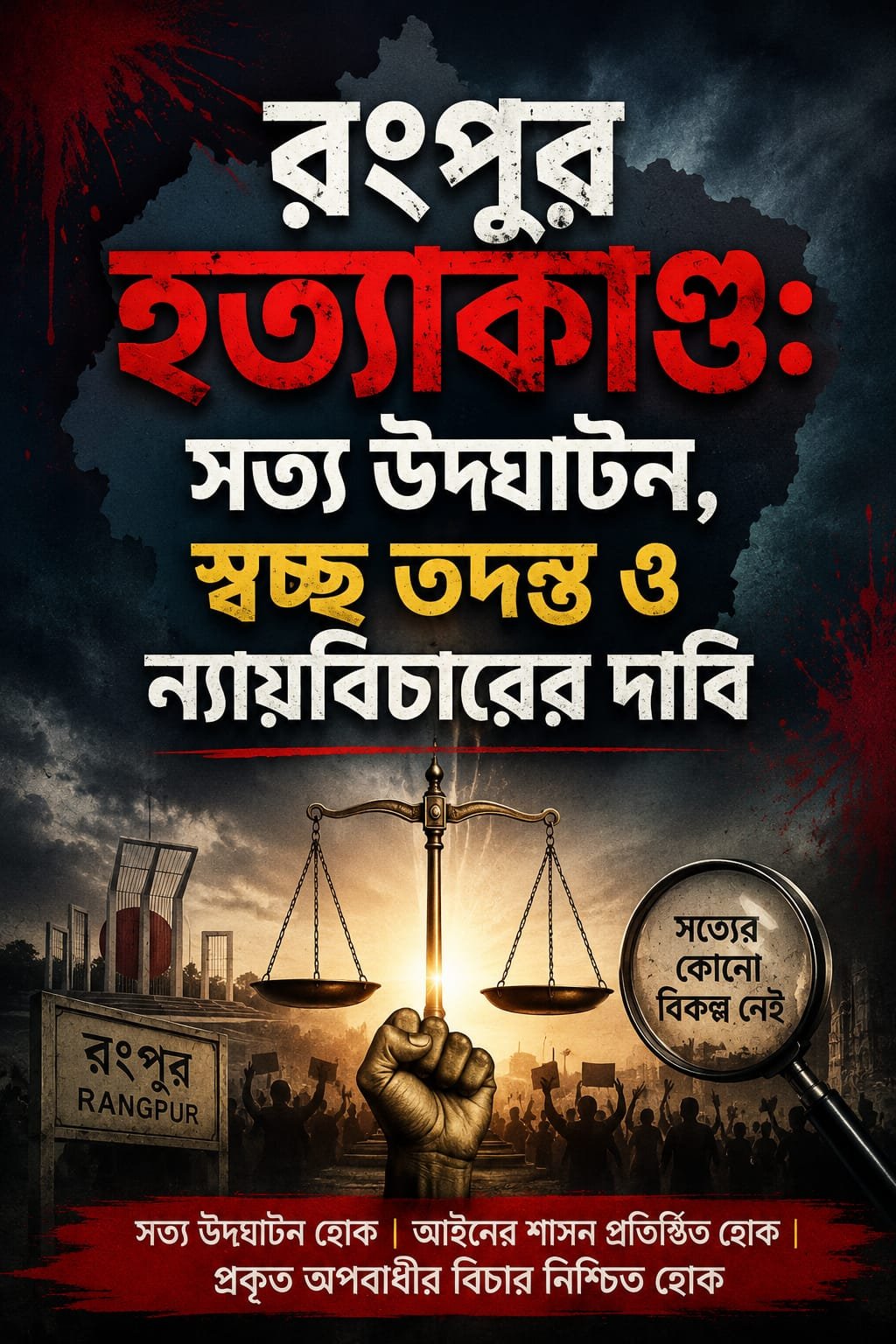 রংপুরে ঘটে যাওয়া হত্যাকাণ্ড শুধু একটি পরিবারের ওপর নেমে আসা ভয়াবহ ট্র্যাজেডি নয়; এটি বাংলাদেশের আইনশৃঙ্খলা ব্যবস্থা, পুলিশের নিরপেক্ষতা এবং বিচার পাওয়ার অধিকার নিয়েও বড় প্রশ্ন তৈরি করে।